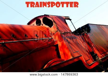 Abstract creative Trainspotter railway greeting card scene