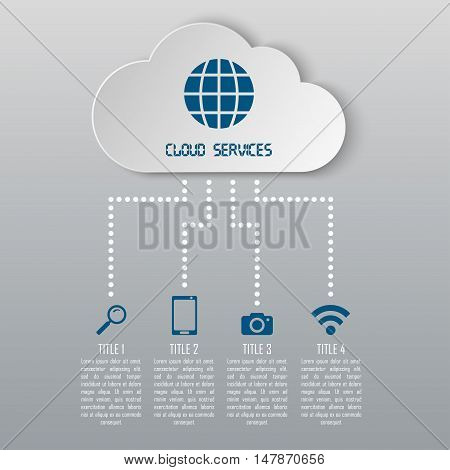 Modern design infographic can illustrate a strategy, cloud computing, cloud technologies, cloud storage. Infographic template can be used for chart, diagram, web design