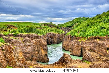 Bruarhlod Canyon of the Hvita river near Gullfoss Waterfall in Iceland