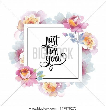 Wildflower rose flower frame in a watercolor style isolated. Full name of the herb: rose, Hulthemia, Rosa. Aquarelle flower could be used for background, texture, pattern, frame or border.