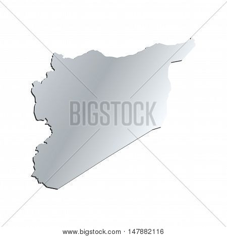 3D Vector Syria Map Silver Border Outline