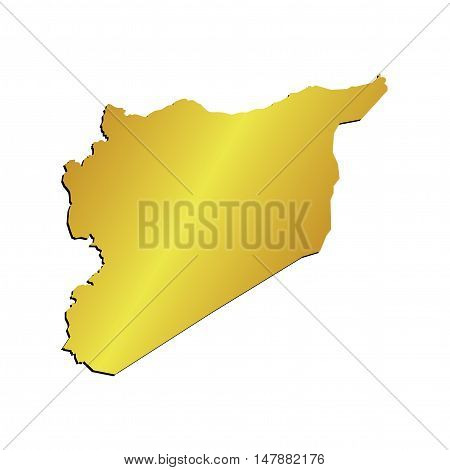 3D Vector Syria Map Gold Border Outline