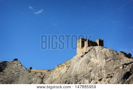 Ancient consular castle. Genoese fortress. Sudak Crimea Ukraine territory temporarily occupied by Russia.