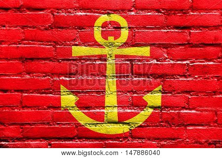 Flag Of Narvik, Norway, Painted On Brick Wall