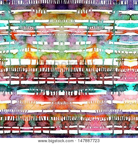 Watercolor lines and stains. Seamless pattern. Colorful endless