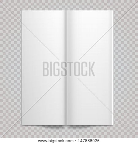 Isolated white paper Vector white blank spread on white background. Open double-page spread with blank pages.