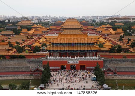 Top view on Forbidden city in Bejing China