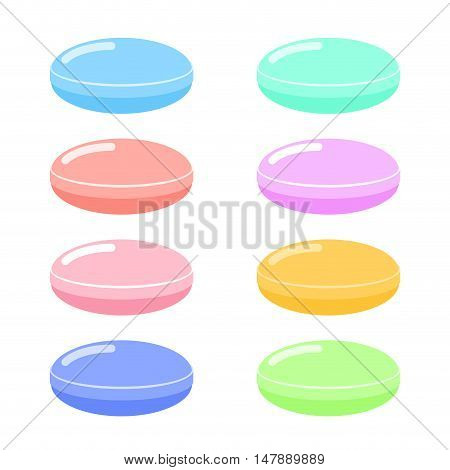 Lollipops Colorfu Setl On White Background. Candy Isolated. Sweet Confection