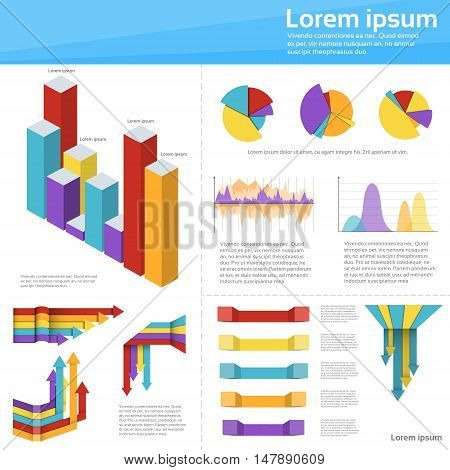 Graph Set Finance Diagram Infographic Icon Financial Business Chart Flat Vector Illustration