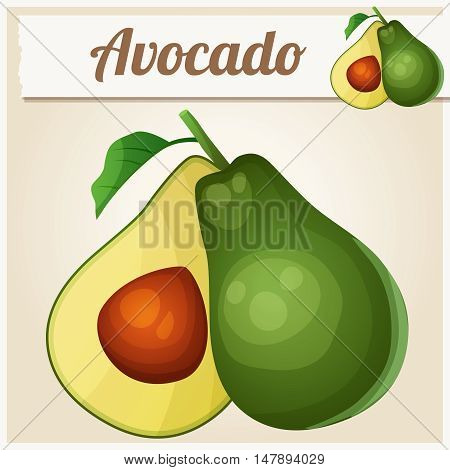 Avocado. Cartoon vector icon. Series of food and drink and ingredients for cooking.