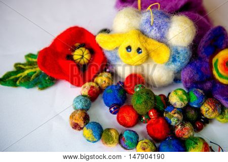 Felting wool wool products flower made of wool