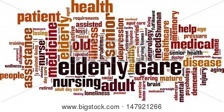 Elderly care word cloud concept. Vector illustration