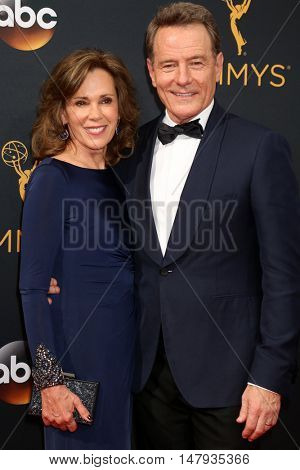 LOS ANGELES - SEP 18:  Bryan Cranston, Robin Dearden at the 2016 Primetime Emmy Awards - Arrivals at the Microsoft Theater on September 18, 2016 in Los Angeles, CA