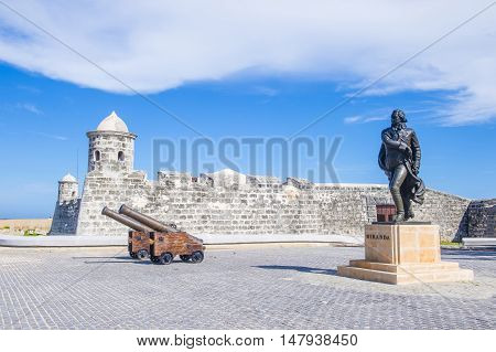 HAVANA CUBA - JULY 18 : The Morro castle in Havana Cuba on July 18 2016. The castle was built by the Spaniards in the years 1589 to 1630