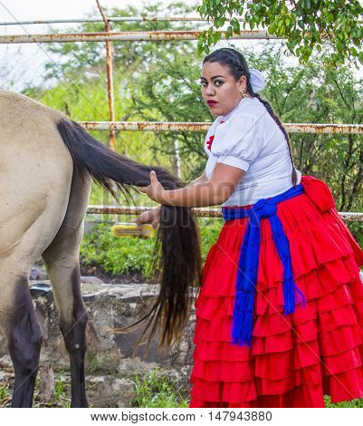 GUADALAJARA MEXICO - SEP 01 : Charra participates at the 23rd International Mariachi & Charros festival in Guadalajara Mexico on September 01 2016.