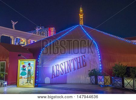 LAS VEGAS - JUNE 22 : The Absinthe theatre at the Las Vegas strip on June 22 2016. Absinthe is a live show that premiered in 2006 and is playing on the forecourt of Caesars Palace Las Vegas