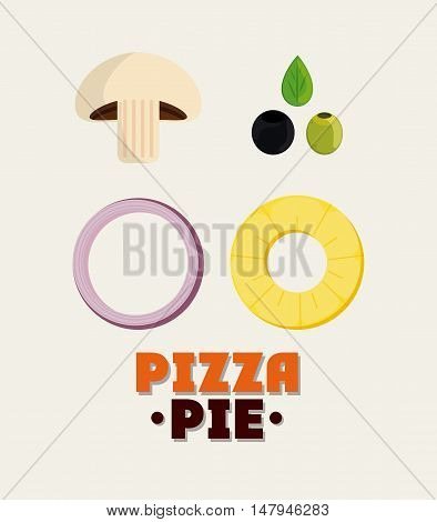 mushroom olive onion pineaple ingredient pizza pie icon. fast food menu american and restaurant theme. Colorful design. Vector illustration