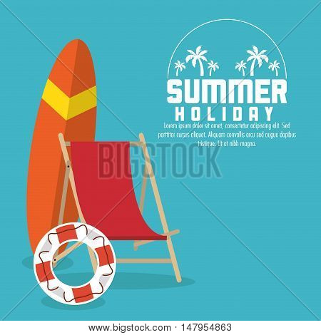 surf baord chair and float icon. Summer holiday and vacations theme. Colorful design. Vector illustration
