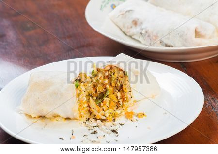 fresh made lumpia or mixed vegetable on a rice wrap