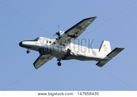 CHIANGMAI, THAILAND -JANUARY 7 2013: 1114 Dornier 228 of Royal Thai Navy. Landing to Chiang mai international airport. Chiangmai, thailand.