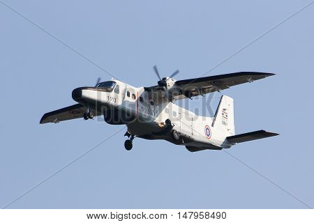 CHIANGMAI, THAILAND -JANUARY 7 2013: 1113 Dornier 228 of Royal Thai Navy. Landing to Chiang mai international airport. Chiangmai, thailand.