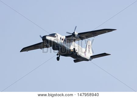 CHIANGMAI, THAILAND -JANUARY 7 2013: 1114 Dornier 228 of Royal Thai Navy. Landing to Chiang mai international airport. Chiangmai, thailand.