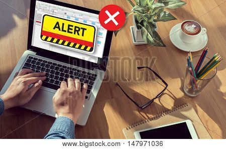 Computer Attention Alert Connection Interrupted Warning And Attention