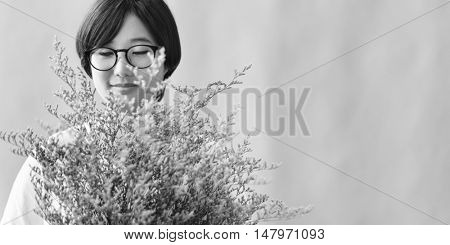 Gift Girl Happiness Leisure Calm Flower Relax Concept