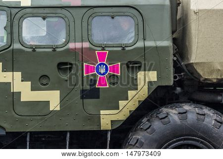 KYIV, UKRAINE - AUGUST 24, 2016: Military parade in Kyiv, dedicated to the Independence Day of Ukraine. Ukraine celebrates 25th anniversary of Independence