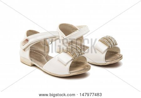 old baby shoes isolated on white background