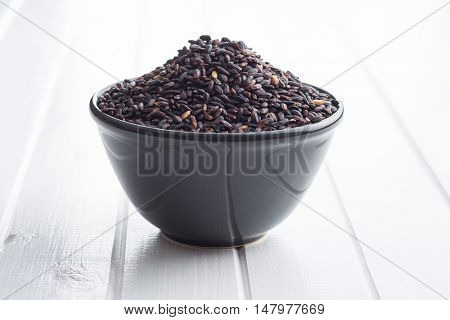 The nerone rice in bowl on white table.