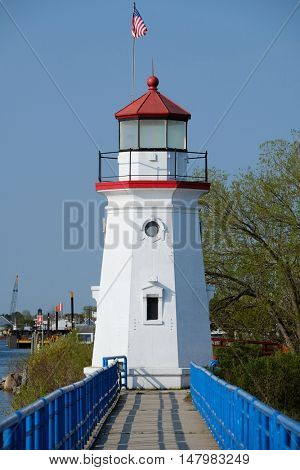 Cheboygan Crib Light, built in 1884, Lake Huron, Michigan, USA
