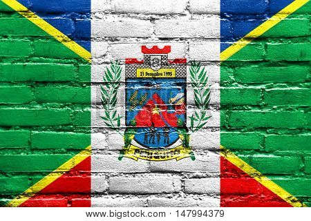 Flag Of Periquito, Brazil, Painted On Brick Wall