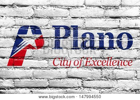 Flag Of Plano, Texas, Usa, Painted On Brick Wall