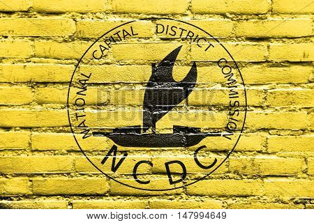 Flag Of Port Moresby, Papua New Guinea, Painted On Brick Wall