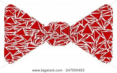 Bow Tie Collage Of Triangle Items In Various Sizes And Shapes. Vector Triangles Are Arranged Into Bo