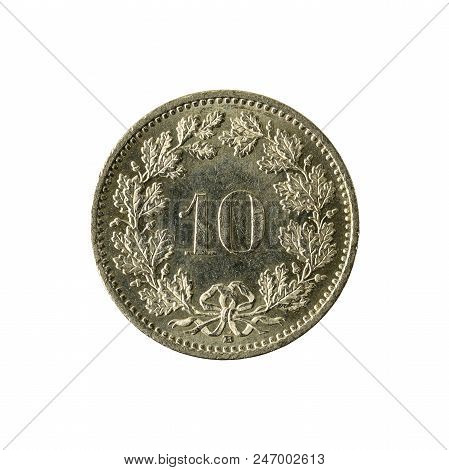 10 Swiss Rappen Coin (2008) Obverse Isolated On White Background