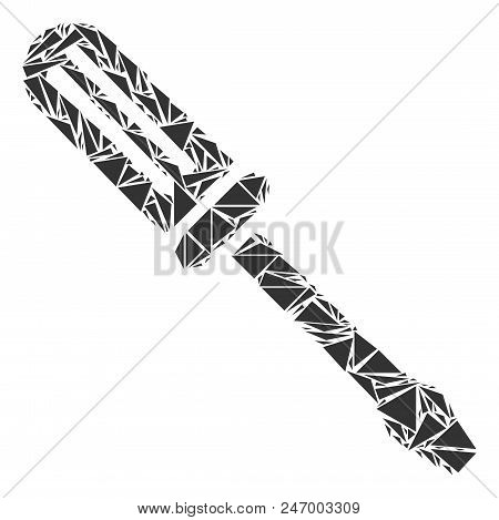 Contour Screwdriver Collage Of Triangle Elements In Variable Sizes And Shapes. Vector Triangles Are 