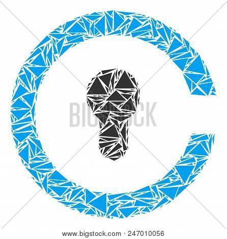 Keyhole Collage Of Triangle Elements In Different Sizes And Shapes. Vector Triangles Are Arranged In