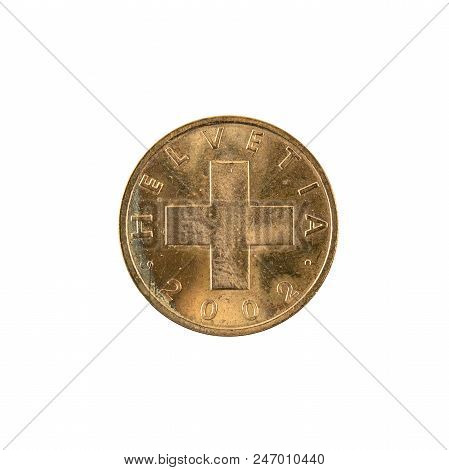 1 Swiss Rappen Coin (2002) Reverse Isolated On White Background