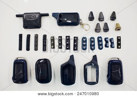 Close-up Of A Damaged Car Key Isolated On White Background.