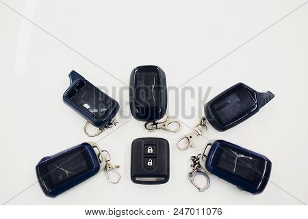 Close-up Of A Damaged Car Key Isolated On White Background.