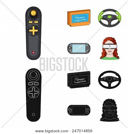 Game Console And Joystick Cartoon, Black Icons In Set Collection For Design.game Gadgets Vector Symb