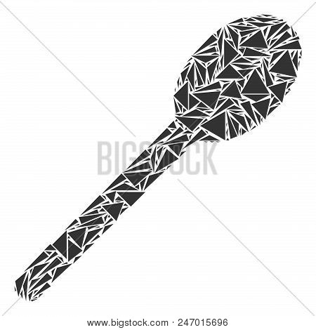 Spoon Collage Of Triangle Elements In Different Sizes And Shapes. Vector Polygons Are Grouped Into S