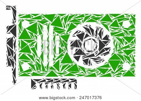 Video Gpu Card Collage Of Triangle Elements In Variable Sizes And Shapes. Vector Polygons Are United