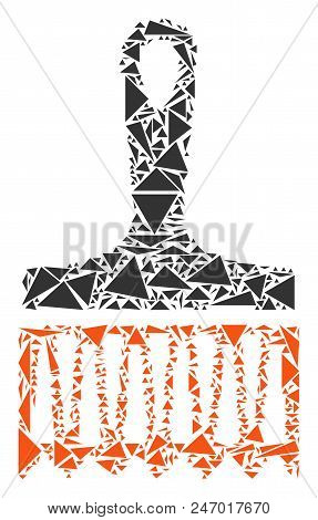 Wide Brush Collage Of Triangle Items In Variable Sizes And Shapes. Vector Polygons Are Grouped Into 