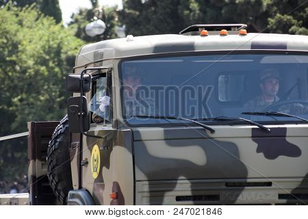 Baku, Azerbaijan - June 26 2018 - Military Parade In Baku, Azerbaijan On Army Day. Azerbaijan Celebr