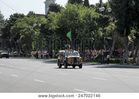 Baku, Azerbaijan - June 26 2018 - Military Parade In Baku, Azerbaijan On Army Day. Azerbaijan Celebr