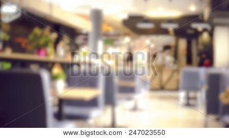 Abstract Blur And Defocused Coffee Shop Cafe And Restaurant Interior For Background