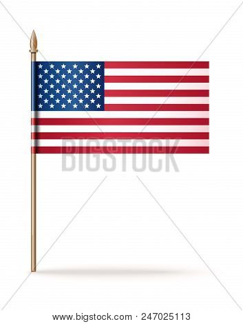 Usa Flag Icon. American Flag. United State Of America Flag. National Flag Of Usa On A Golden Flagpol